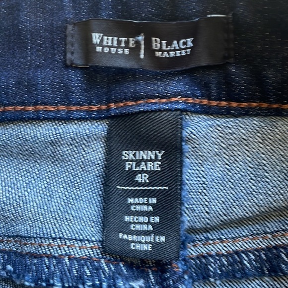 White House Black Market skinny flare four regular dark blue jeans - Picture 4 of 9
